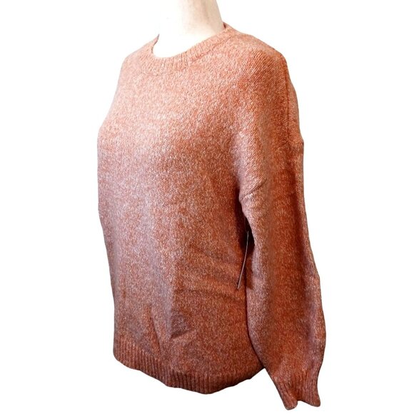 NWT, Pink Clover, Size L, Peach/Orange Color Knit Pullover Crewneck Sweater - Picture 2 of 11